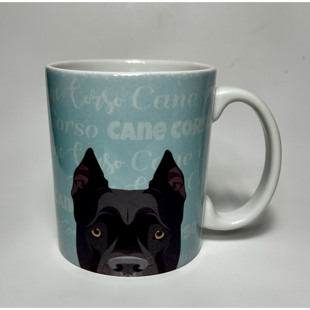 CANE CORSO Ceramic Coffee Mug White/Blue/Black NEW-used for display